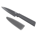 Kuhn Rikon Colori+ Non-Stick Straight Paring Knife with Safety Sheath, 3.5-Inch, Gray