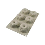 Silikomart Mini Raggio Silicone Mold, Flexible Tray Creates 6 Rounded Desserts or Cakes with Ribbed Detail