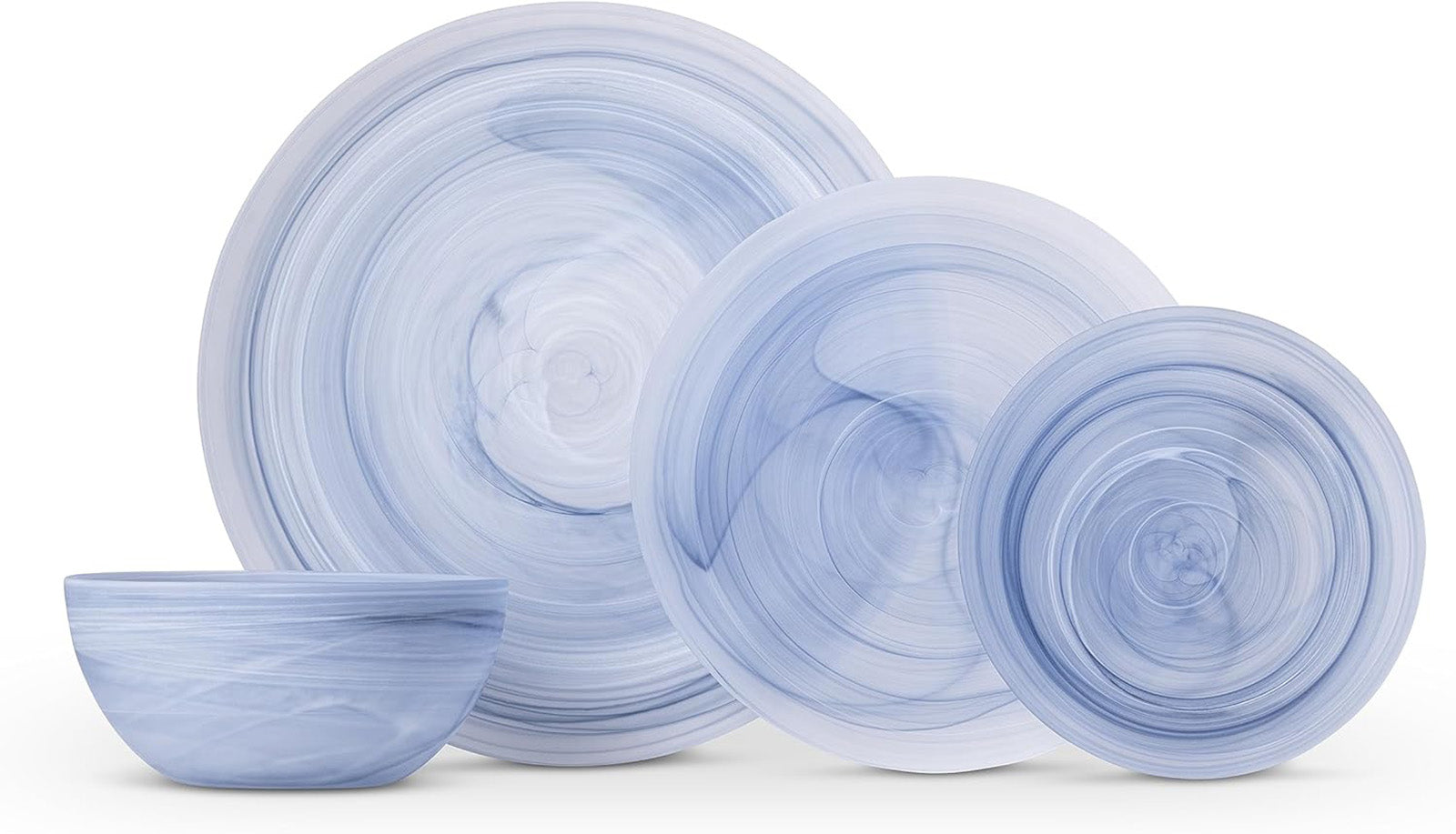 Fortessa La Jolla Glass 16 Piece Dinnerware Set, Service for 4, Ink