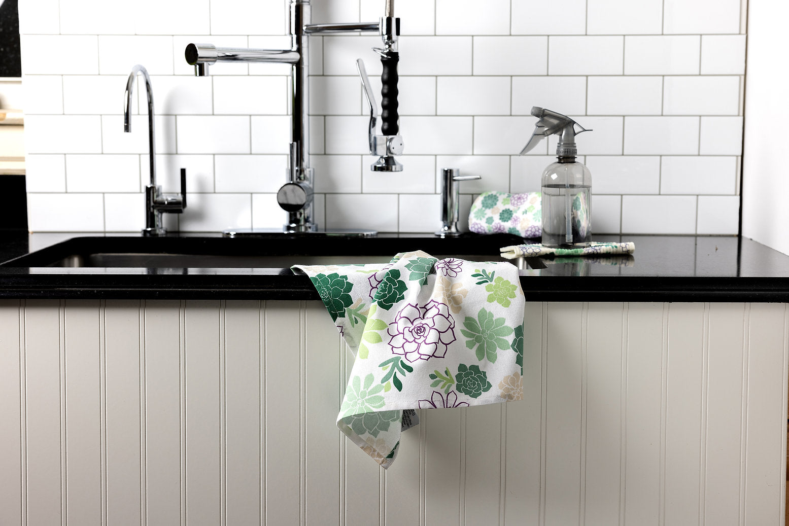 MU Kitchen Durable Microfiber Sponge with Scrubber, Set of 2, Succulents