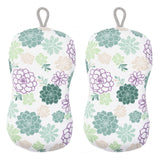 MU Kitchen Durable Microfiber Sponge with Scrubber, Set of 2, Succulents