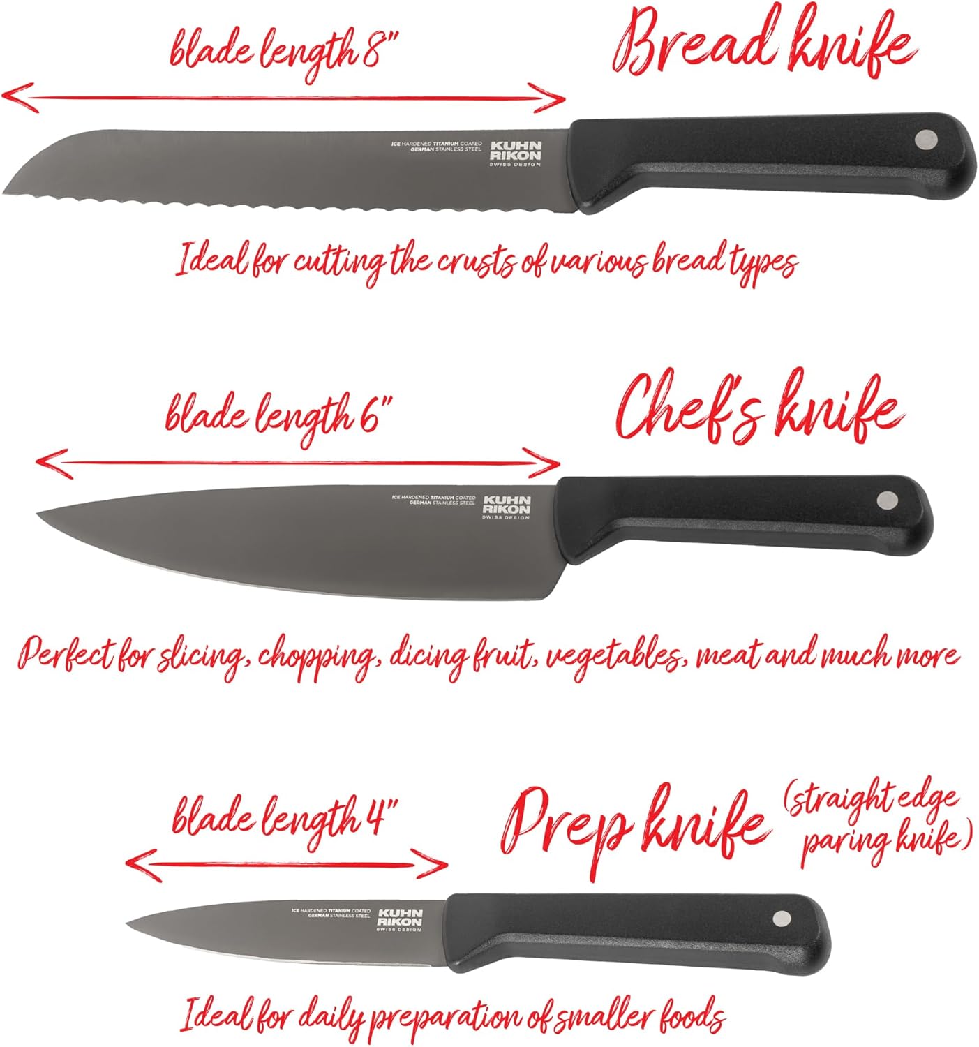 Kuhn Rikon ICED Chef's Knife 6.3-Inch, Ice Hardened German Stainless Blade