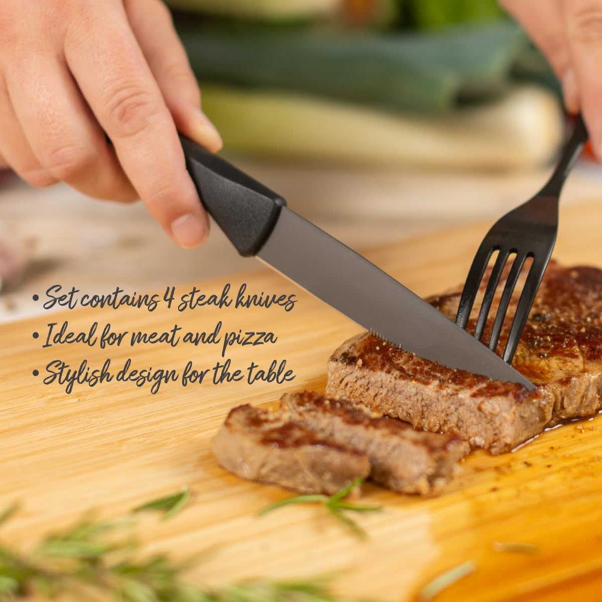Kuhn Rikon ICED Steak Knife 4.13-Inch, Set of 4, Ice Hardened German Stainless Blade