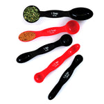 Norpro 5 Piece Nesting Magnetic Measuring Spoon Set 1/4 tsp to 1 tbsp, Red/Black