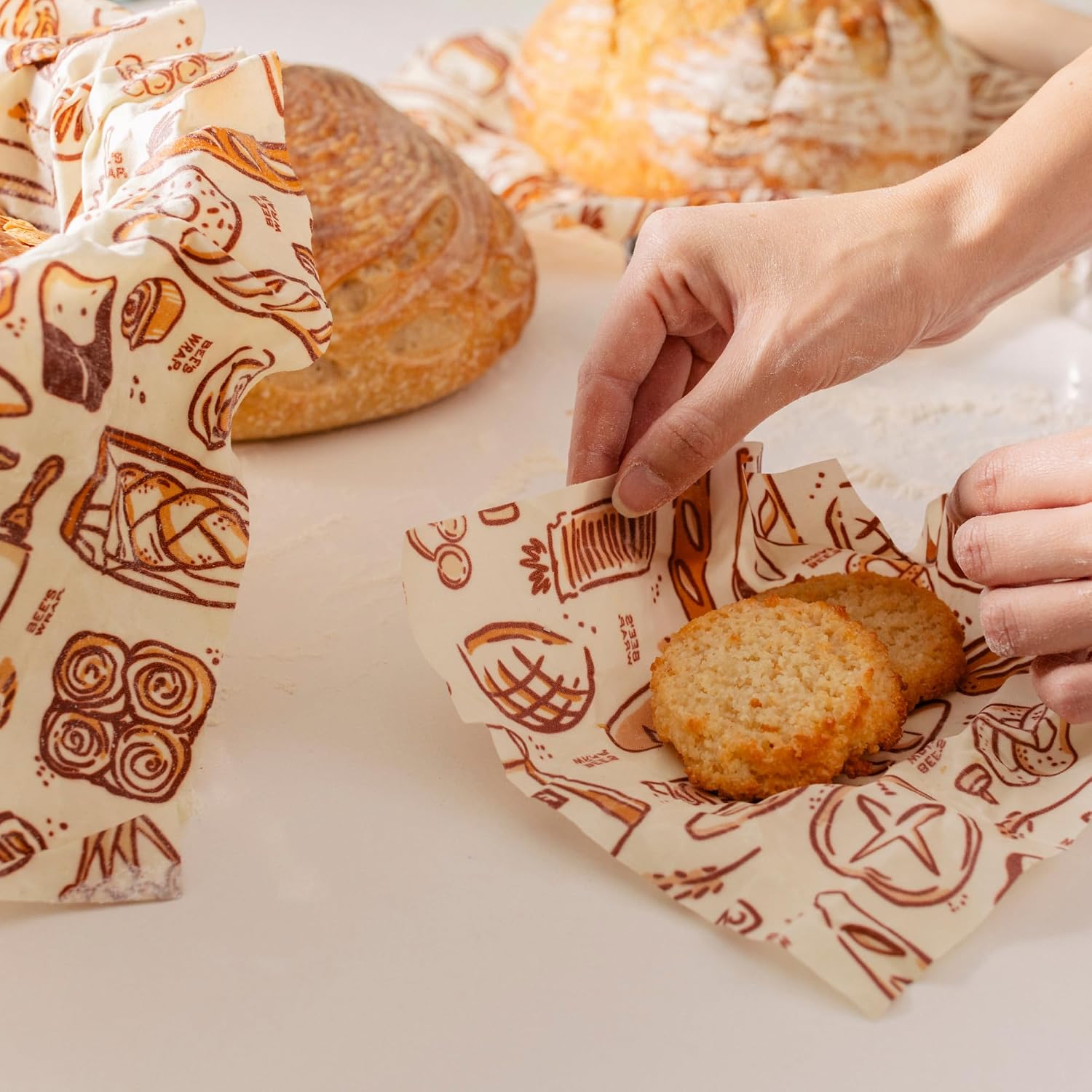 Bee's Wrap Reusable Beeswax Food Wraps, Assorted 3-Pack, Bakery Lane