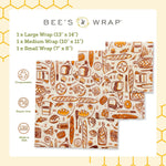 Bee's Wrap Reusable Beeswax Food Wraps, Assorted 3-Pack, Bakery Lane