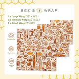 Bee's Wrap Reusable Beeswax Food Wraps, Assorted 3-Pack, Bakery Lane