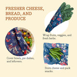 Bee's Wrap Reusable Beeswax Food Wraps, Assorted 3-Pack, Botanical