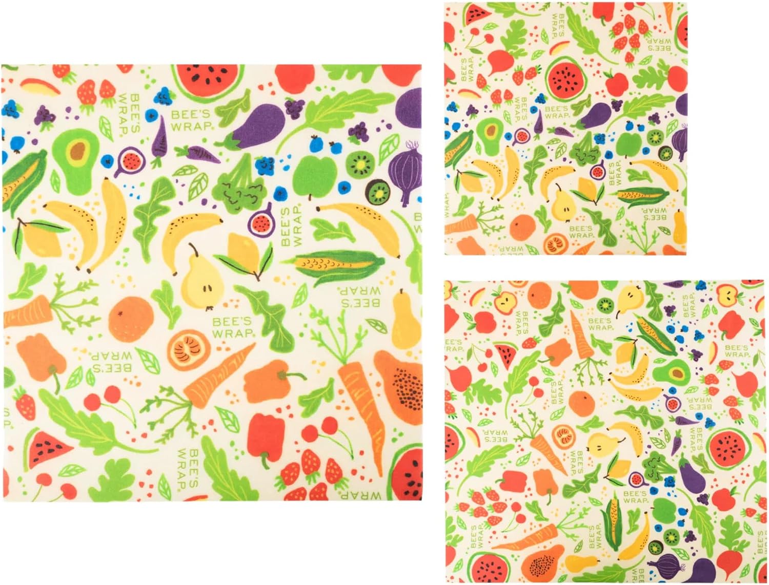Bee's Wrap Reusable Beeswax Food Wraps, Assorted 3-Pack, Garden Party
