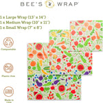 Bee's Wrap Reusable Beeswax Food Wraps, Assorted 3-Pack, Garden Party