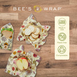 Bee's Wrap Reusable Beeswax Food Wraps, Assorted 3-Pack, Meadow Magic