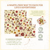 Bee's Wrap Reusable Beeswax Food Wraps, Assorted 3-Pack, Meadow Magic