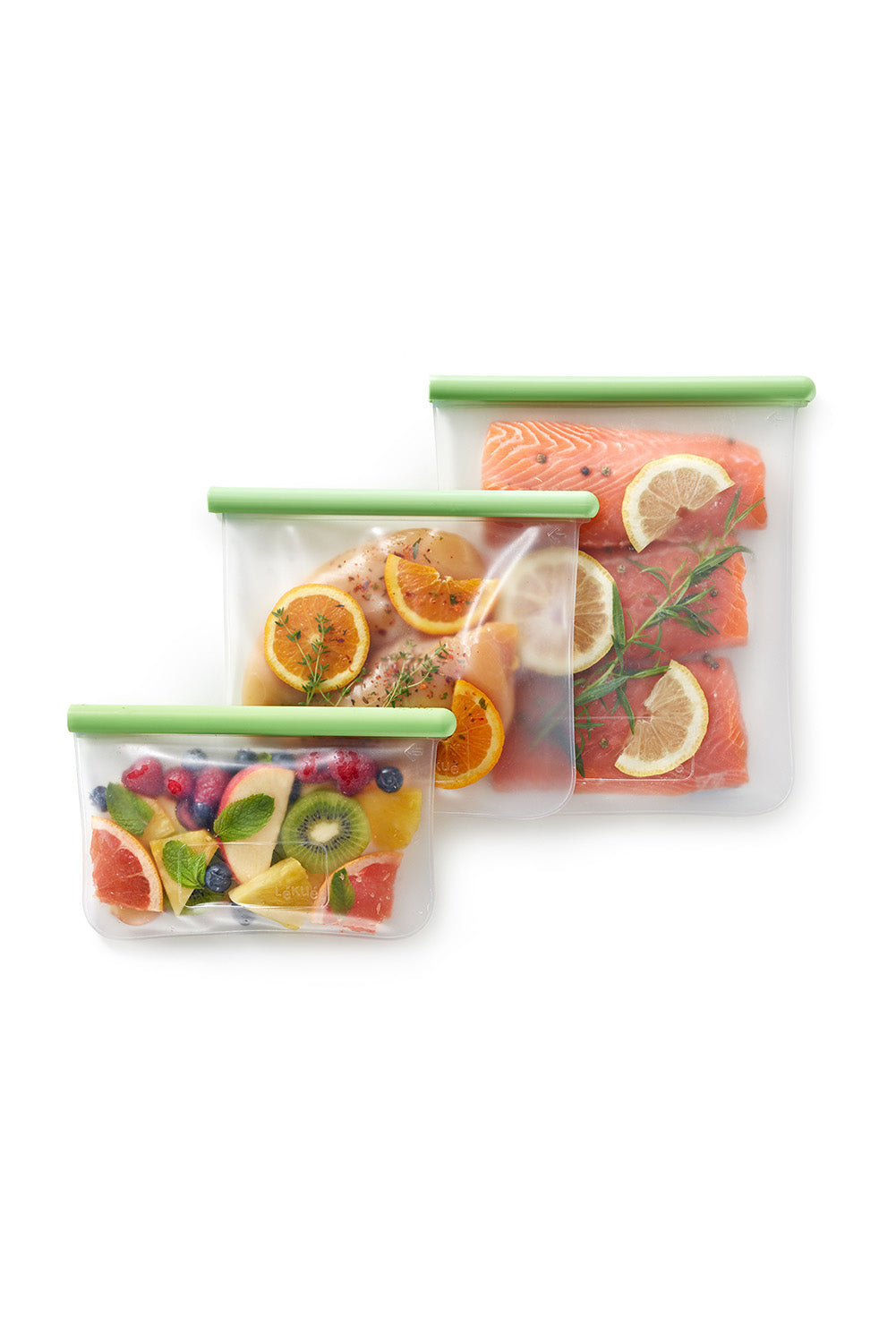 Lekue Reusable Silicone Flat Bags, Airtight for Storage, Set of 3