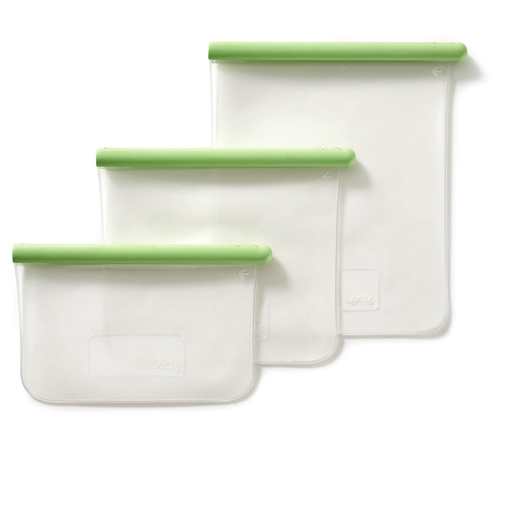Lekue Reusable Silicone Flat Bags, Airtight for Storage, Set of 3