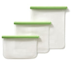 Lekue Reusable Silicone Flat Bags, Airtight for Storage, Set of 3
