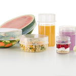 Lekue Reusable Flexible Strech Top Lid, Platinum Silicone, 4.5", 6", & 8" Set/3