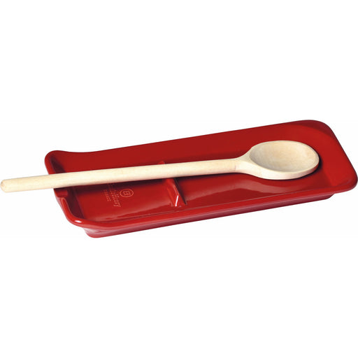Emile Henry Made in France Ridged Spoon Rest, Burgundy