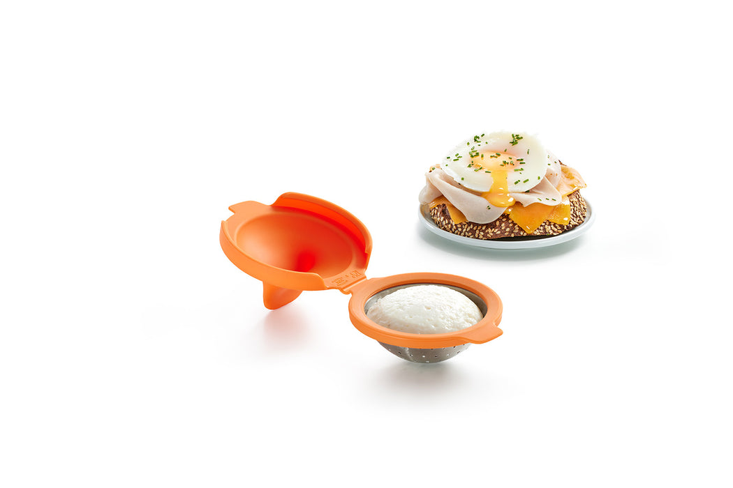 Lekue Egg Poacher, Stainless Steel and Silicone, Set of 1