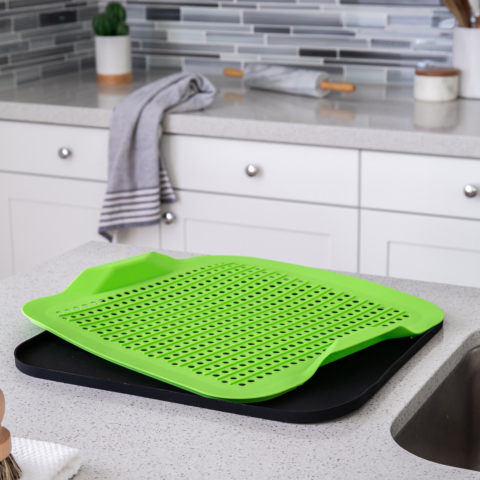 Better Houseware 2-Piece Silicone Drying Mat, Green