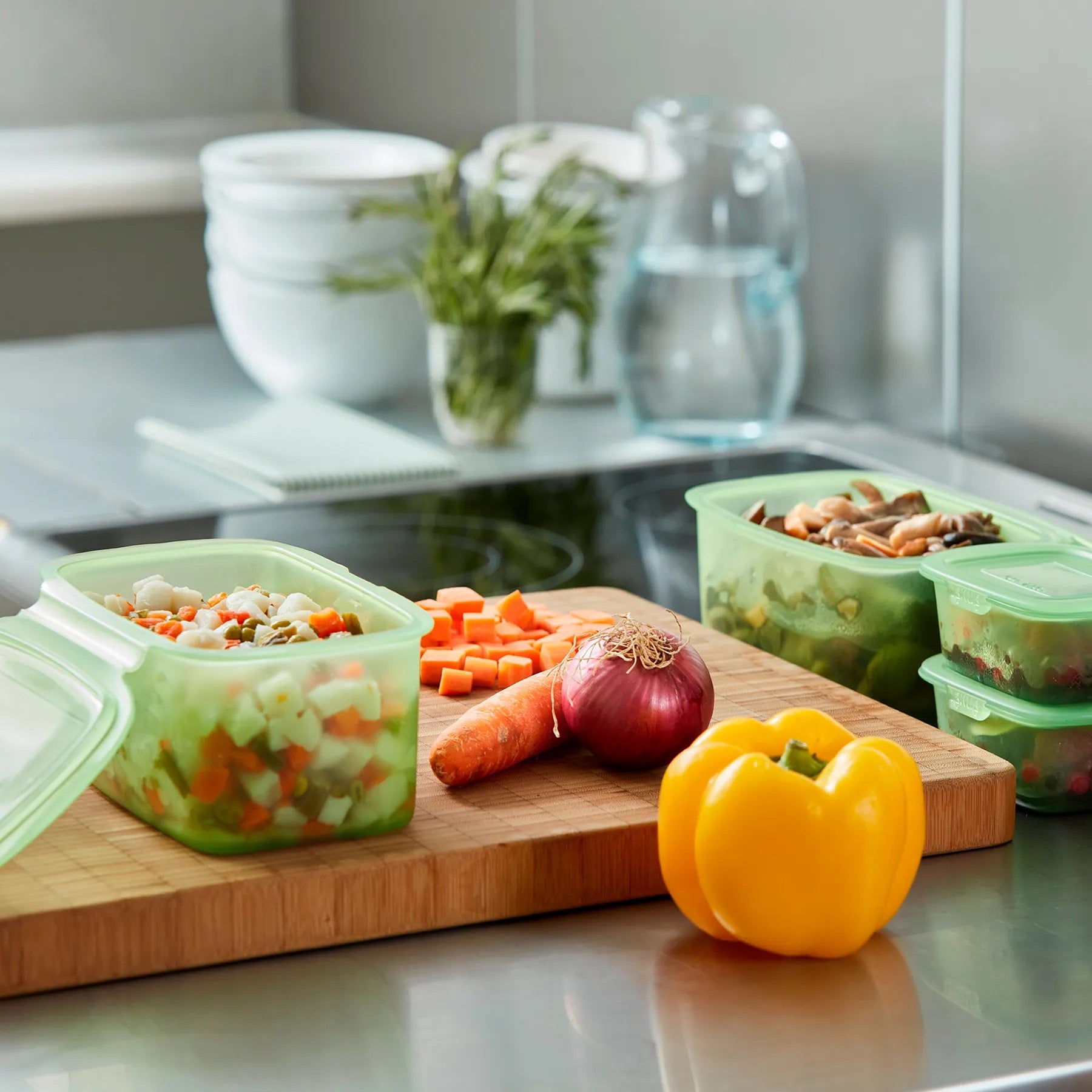 Lekue Reusable Silicone Food Storage Box, Set of 3