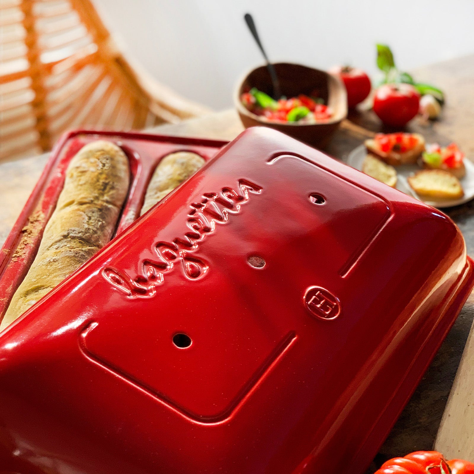Emile Henry Flame Baguette Baker, Burgundy