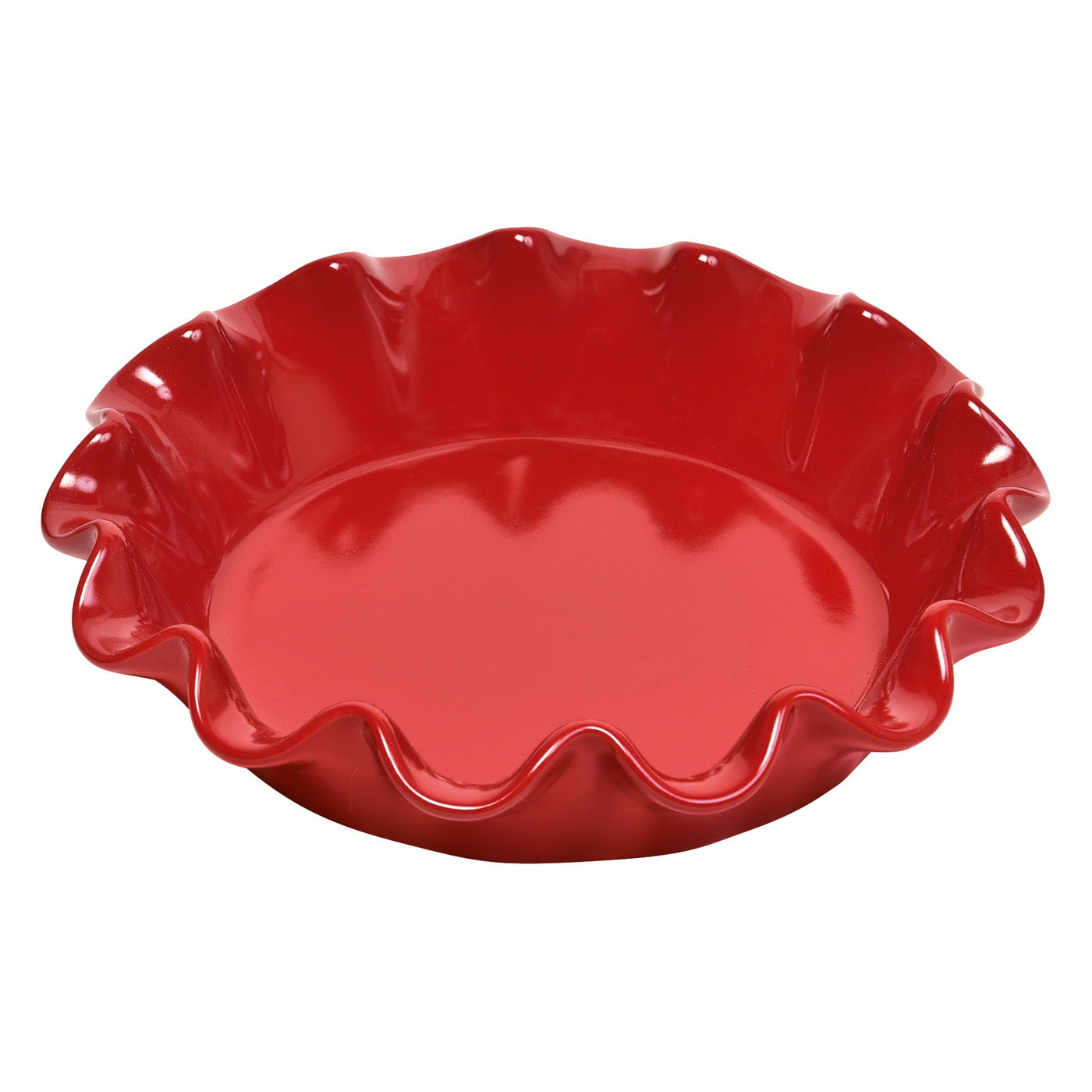 Emile Henry HR Ceramic 10-inch Ruffled Pie Dish, Burgundy