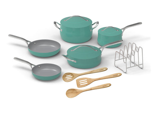 Cuisinart Culinary Collection 12 Piece Cookware Set Set with Grey Interior, Teal