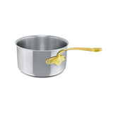 Mauviel M'Cook B 5-Ply Polished Stainless Steel Sauce Pan With Lid, And Brass Handle, 1.8-qt, Made In France
