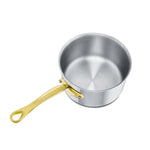 Mauviel M'Cook B 5-Ply Polished Stainless Steel Sauce Pan With Lid, And Brass Handle, 1.8-qt, Made In France