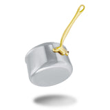 Mauviel M'Cook B 5-Ply Polished Stainless Steel Sauce Pan With Lid, And Brass Handle, 1.8-qt, Made In France