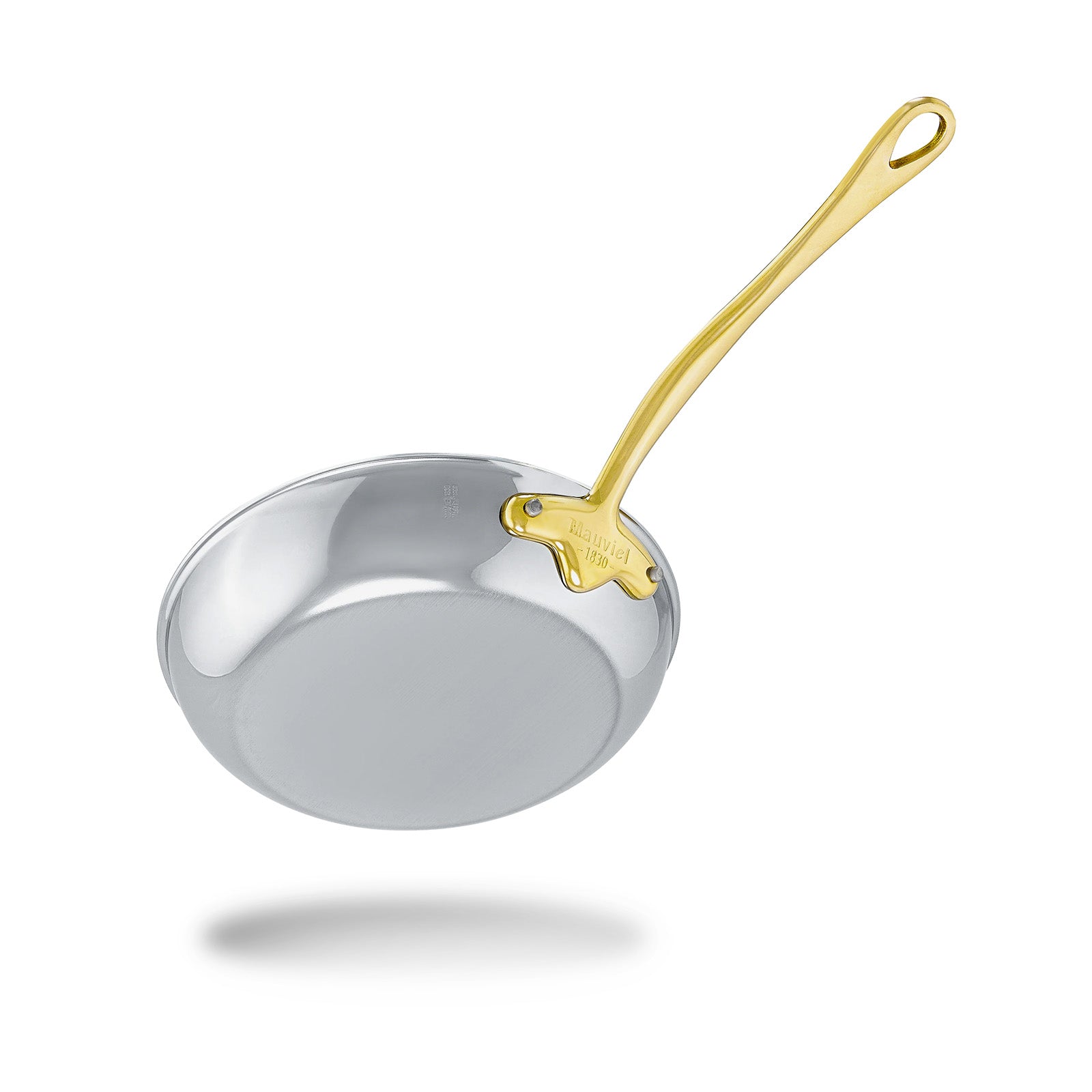 Mauviel M'Cook B 5-Ply Polished Stainless Steel Frying Pan With Brass Handle, 10.2-in, Made In France