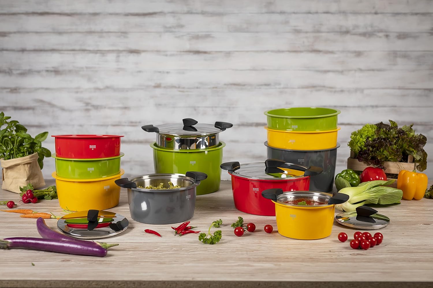 Kuhn Rikon Hotpan Stainless Steel Cooking Pot with Insulated Bowl, 1-Quart, Red