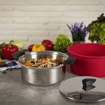 Kuhn Rikon Hotpan Stainless Steel Cooking Pot with Insulated Bowl, 2.1-Quart, Red