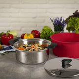Kuhn Rikon Hotpan Stainless Steel Cooking Pot with Insulated Bowl, 2.1-Quart, Red