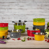 Kuhn Rikon Hotpan Stainless Steel Cooking Pot with Insulated Bowl, 2.1-Quart, Red