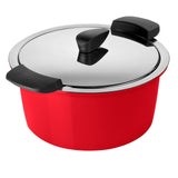 Kuhn Rikon Hotpan Stainless Steel Cooking Pot with Insulated Bowl, 3.2-Quart, Red