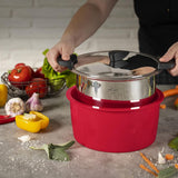 Kuhn Rikon Hotpan Stainless Steel Cooking Pot with Insulated Bowl, 5.3-Quart, Red