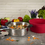 Kuhn Rikon Hotpan Stainless Steel Cooking Pot with Insulated Bowl, 5.3-Quart, Red