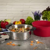Kuhn Rikon Hotpan Stainless Steel Cooking Pot with Insulated Bowl, 5.3-Quart, Red