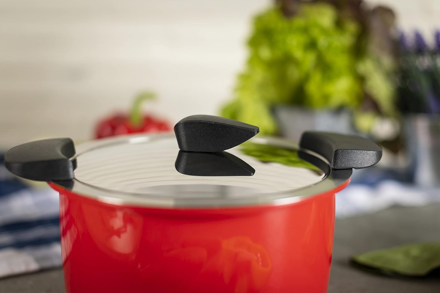 Kuhn Rikon Hotpan Stainless Steel Cooking Pot with Insulated Bowl, 5.3-Quart, Red