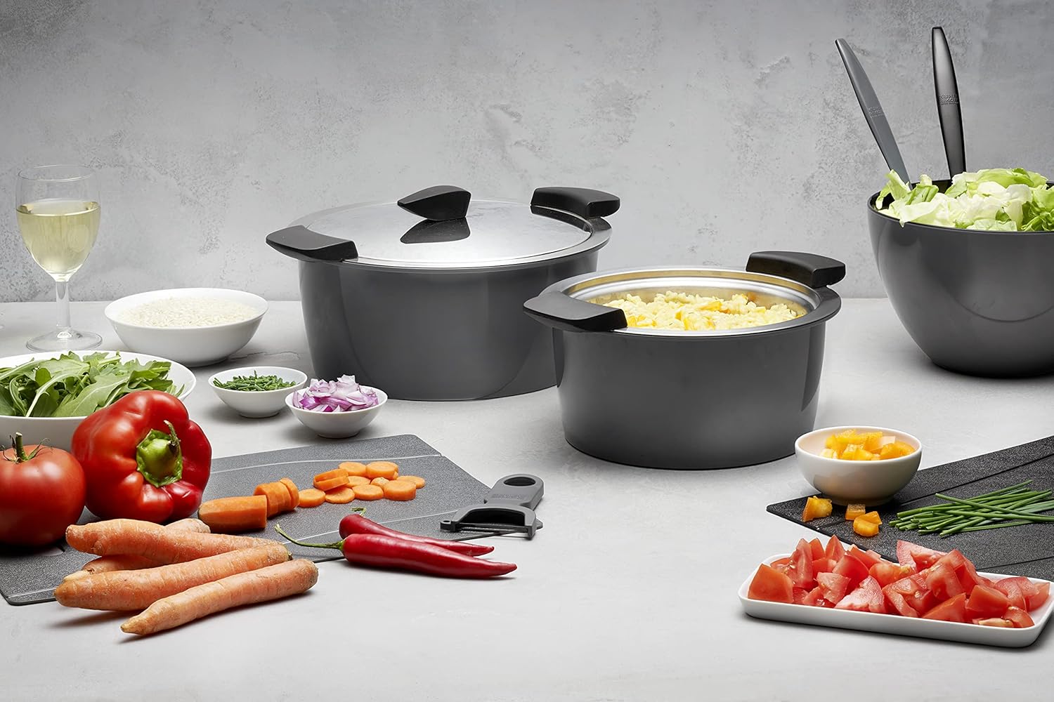 Kuhn Rikon Hotpan Stainless Steel Cooking Pot with Insulated Bowl, 2.1-Quart, Gray