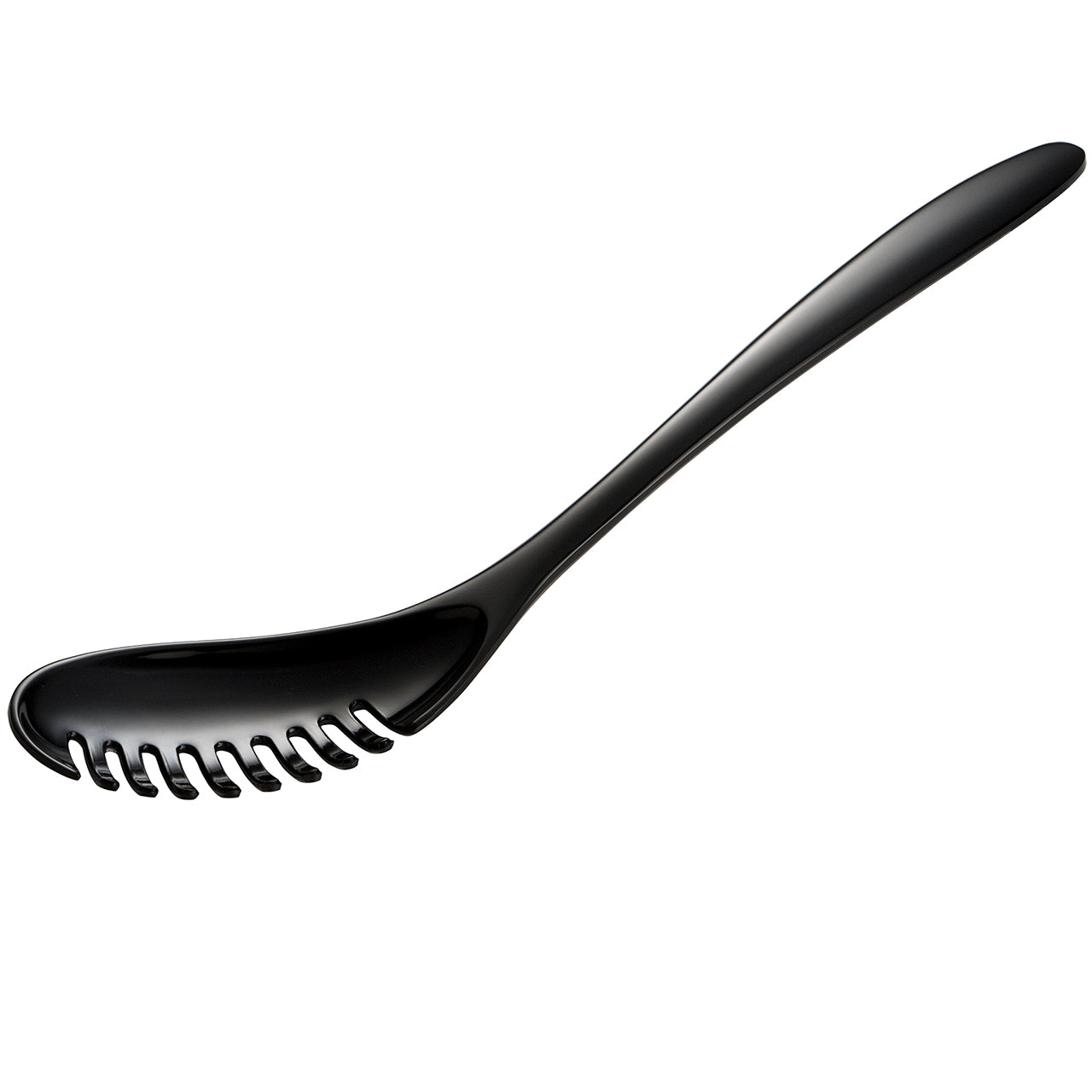 Gourmac 12-Inch Melamine Pasta Server Spaghetti Fork & Strainer, Black