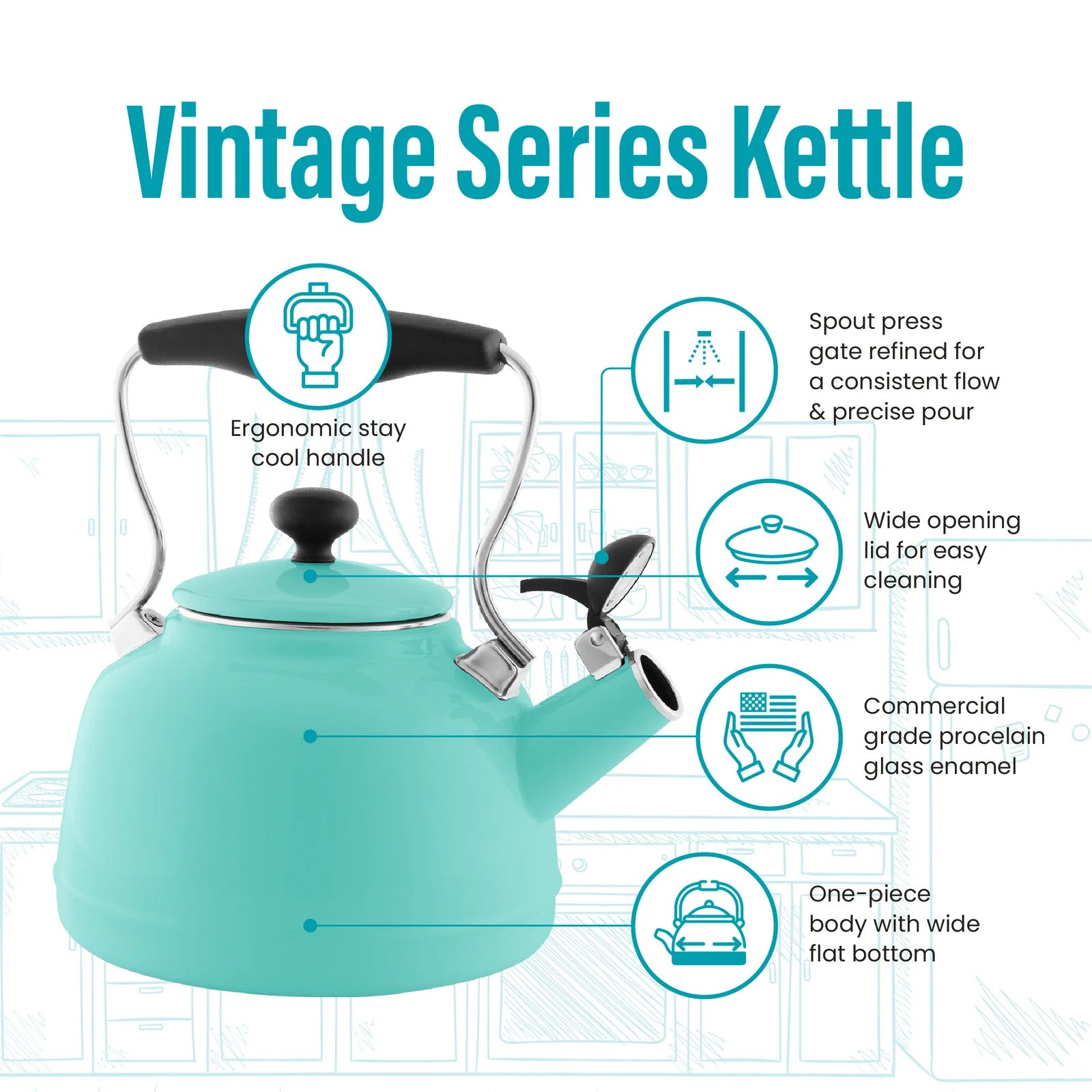Chantal Vintage 1.7-Quart Enamel-on-Steel Teakettle, Tomato Bisque