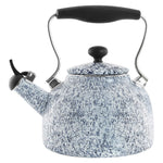 Chantal Vintage 1.7-Quart Enamel-on-Steel Splatter Teakettle, Blue/White