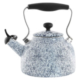 Chantal Vintage 1.7-Quart Enamel-on-Steel Splatter Teakettle, Blue/White