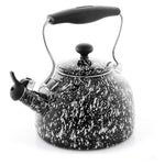 Chantal Vintage 1.7-Quart Enamel-on-Steel Splatter Teakettle, Black/White