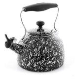 Chantal Vintage 1.7-Quart Enamel-on-Steel Splatter Teakettle, Black/White