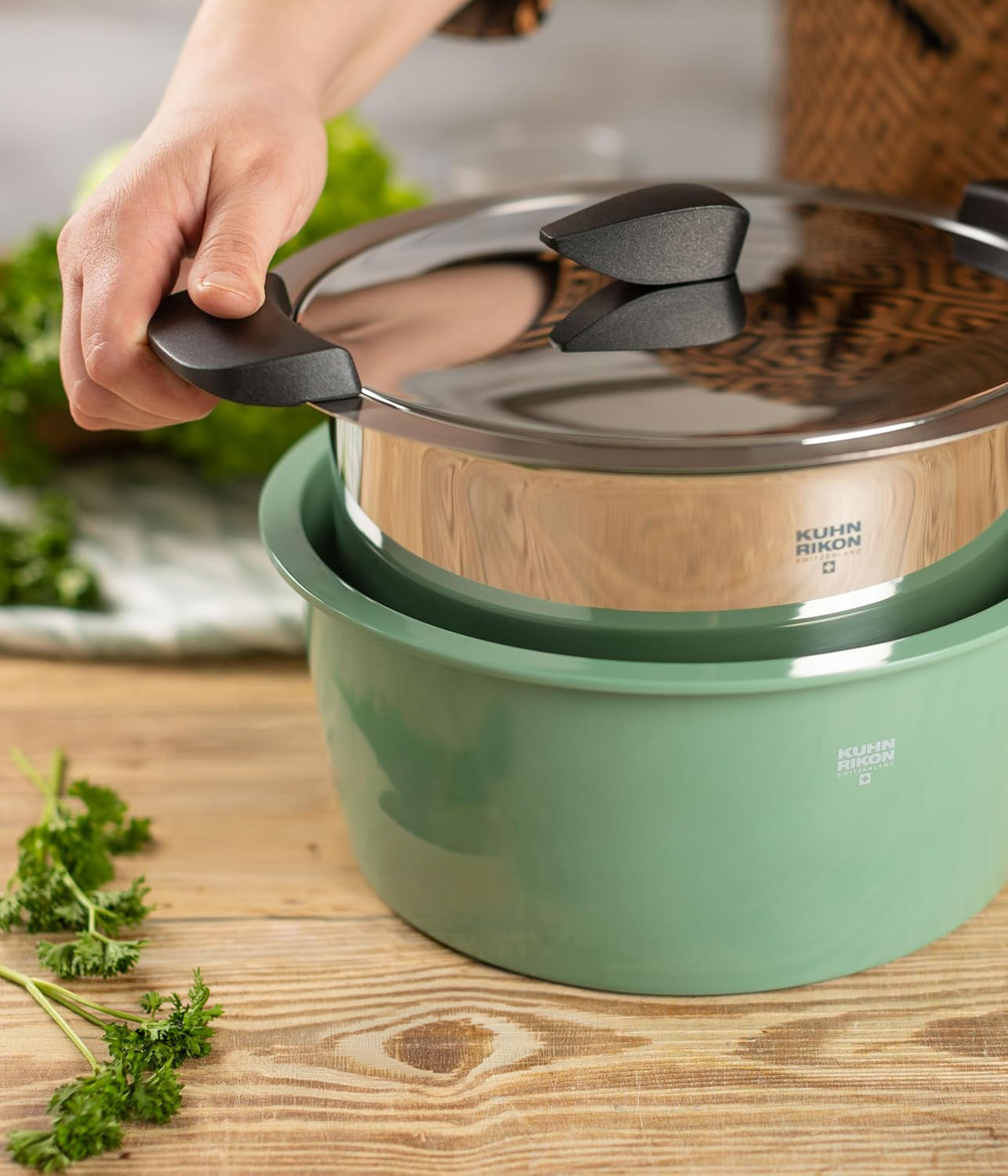 Kuhn Rikon Hotpan Stainless Steel Cooking Pot with Insulated Bowl, 2.1-Quart, Ocean