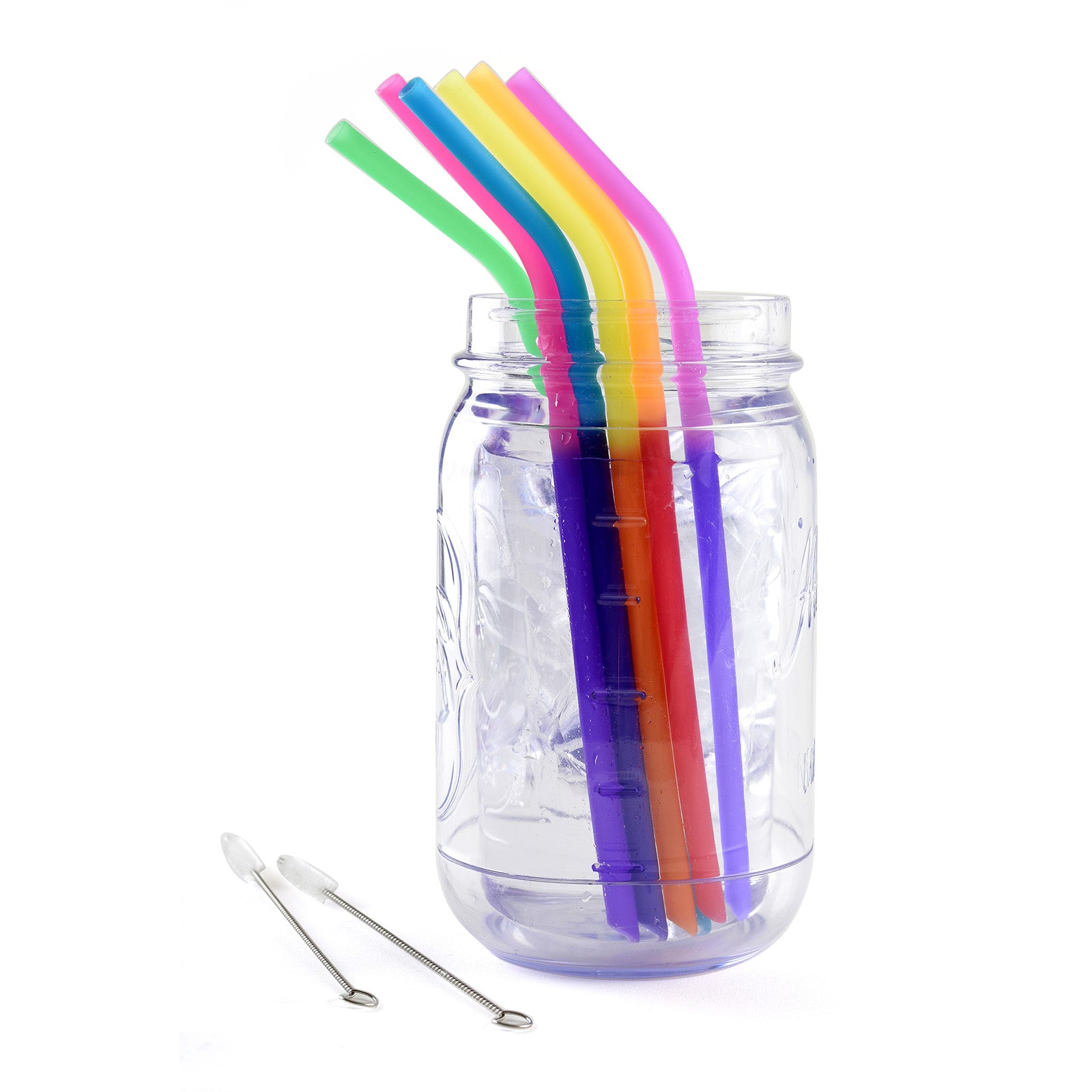 Norpro Silicone Reusable Color Changing Straws with Cleaning Brush, Set of 6