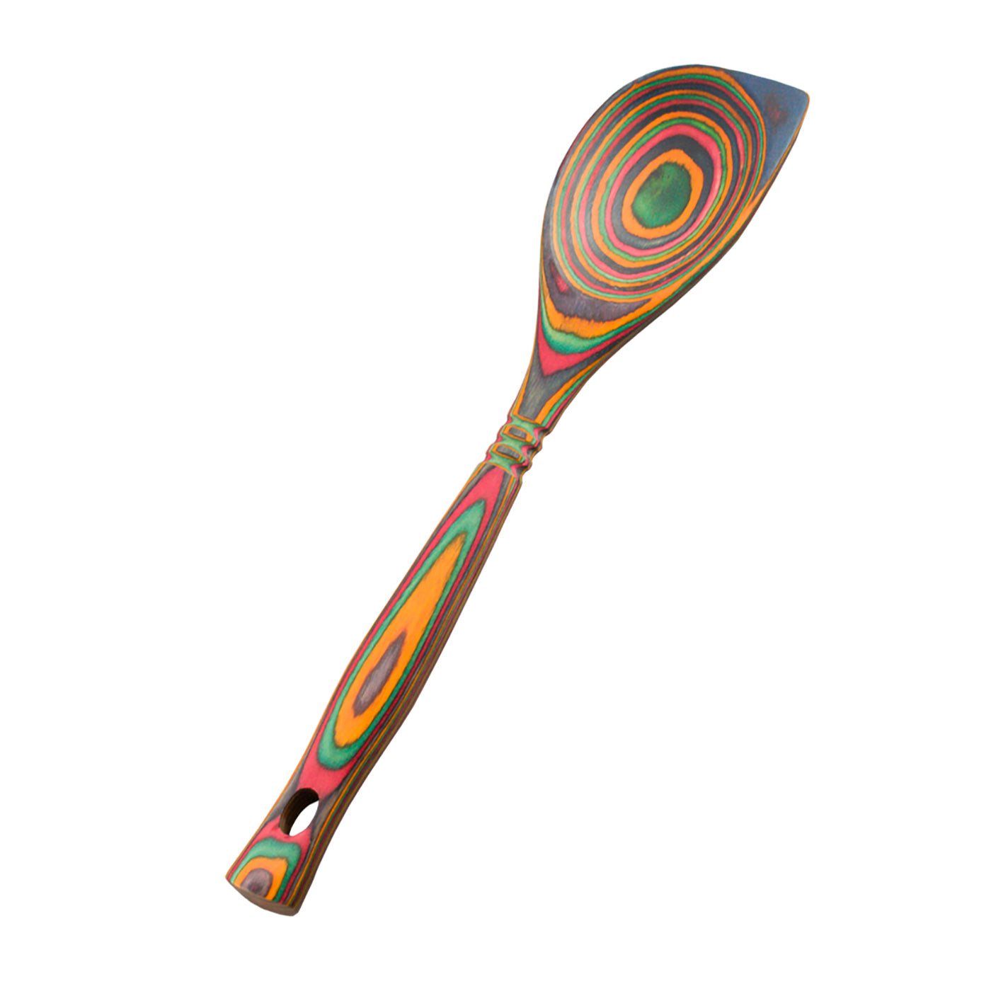 Island Bamboo Pakkawood 12-Inch Corner Spoon, Rainbow
